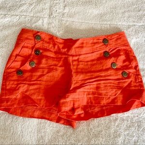 Orange Shorts Cotton with Button Detail Size M